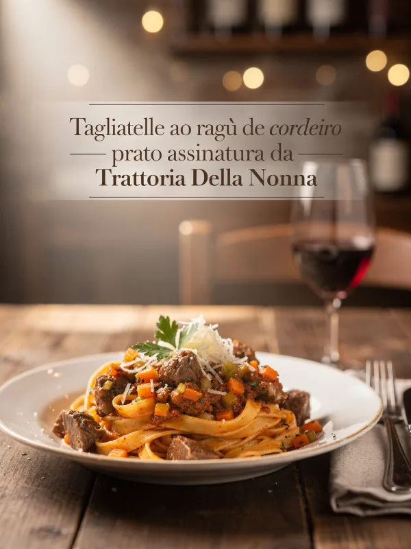 Tagliatelle ao ragù de cordeiro — prato assinatura da Trattoria Della Nonna